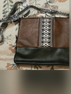 New! Black and White Crossbody with Star-Print Lining